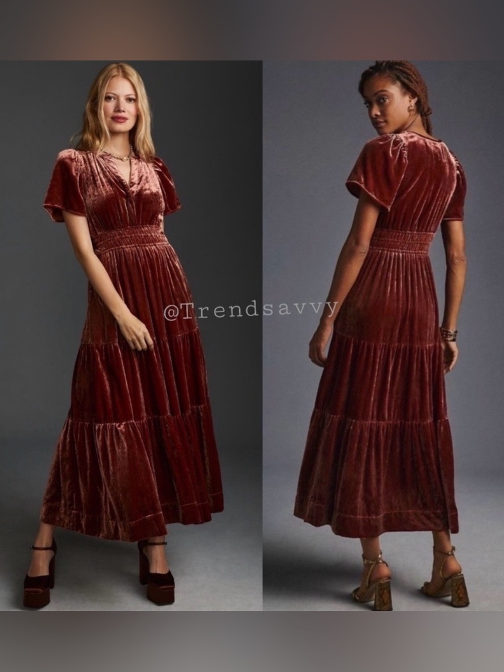 Anthropologie Somerset Raspberry Maxi Dress Smocked Waist Holiday Party Boho XXS
